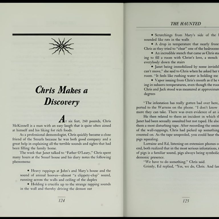 Chris McKinnell's discovery in The Haunted book about the Smurl haunting.